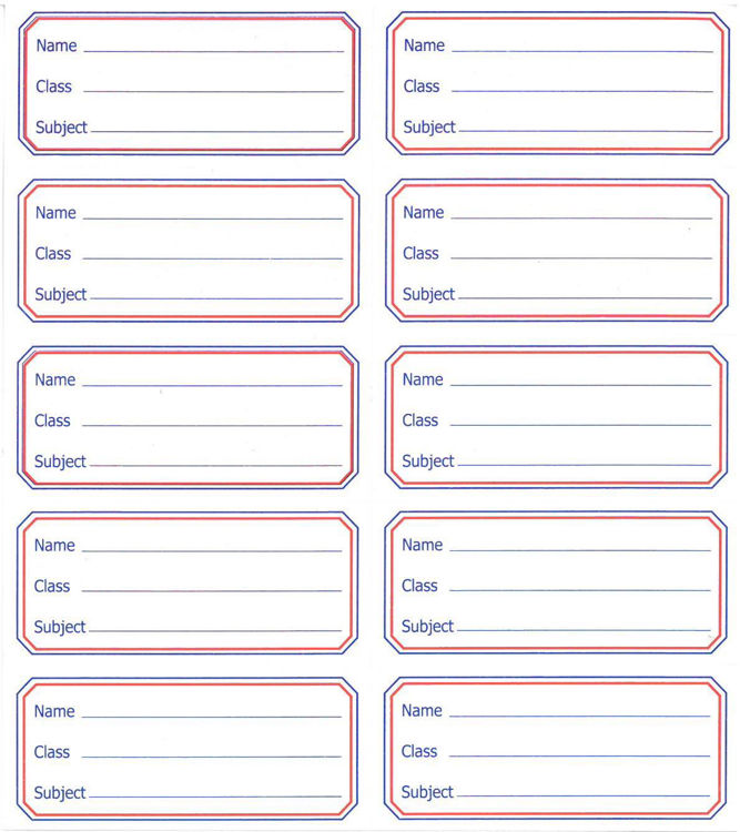Picture of 20BR-Name/Class/Subject Copybook Labels (Sheet of 10 Labels)